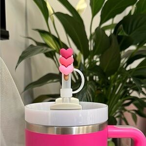 Pink Heart-Decorated Heart Straw Cover